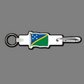 4mm Clip & Key Ring W/ Full Color Flag of Solomon Islands Key Tag
